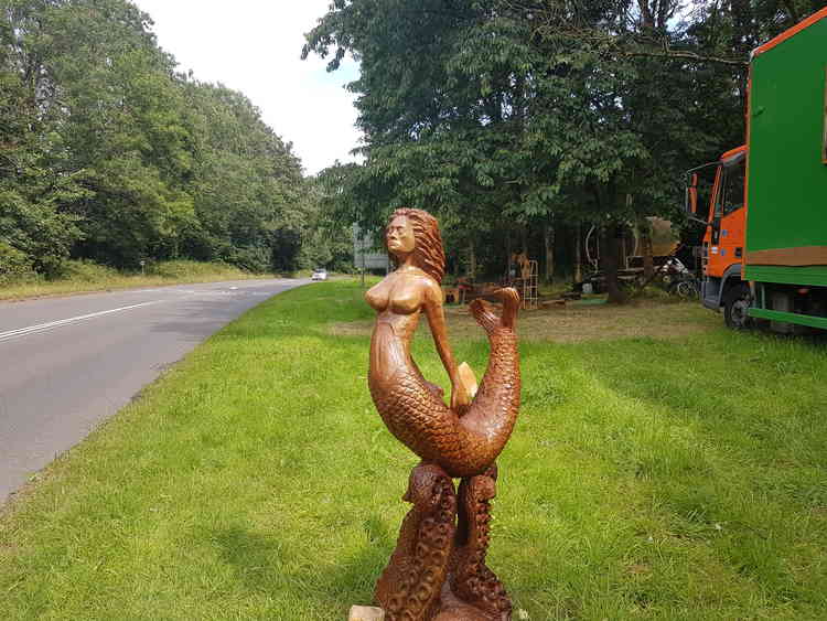 A mermaid carved by Simon.