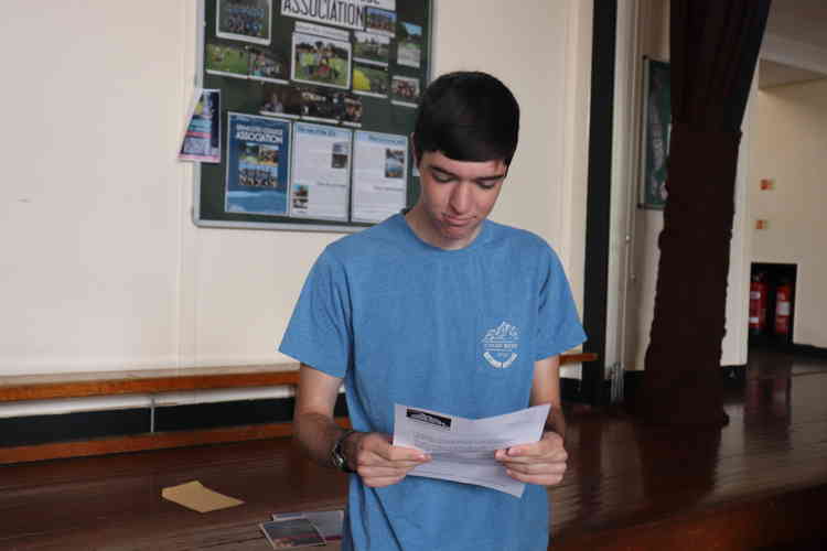 Sidmouth College students pick up their GCSE results.