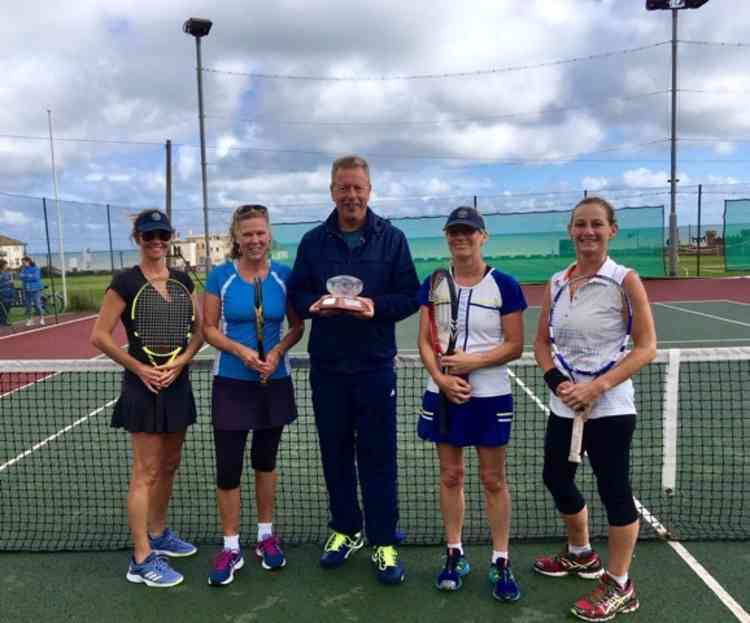 Ladies' doubles' winners Fiona Somerville and Christine Allison with runners-up Hilary Caldwell and Jenny Parry.