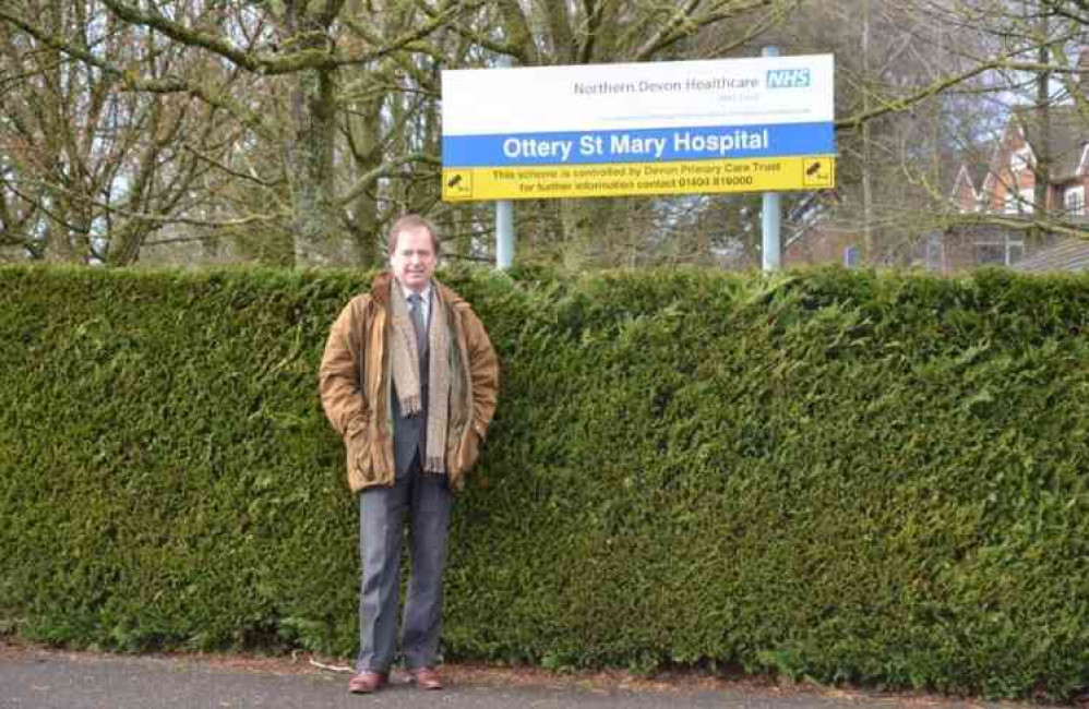 East Devon MP Sir Hugo Swire outside Ottery St Mary Hospital. Picture courtesy of Hugo Swire MP.