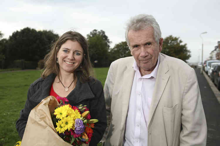 Independent East Devon candidate Claire Wright with Former Independent MP and journalist Martin Bell OBE.