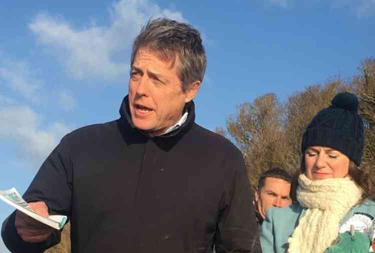 Hugh Grant with Independent candidate for East Devon, Claire Wright