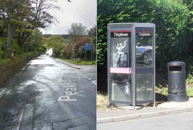 Peak Hill Road in Sidmouth near the payphone under discussion, Image courtesy of Google. Stock image of a UK payphone. Image courtesy of Graham Watson.