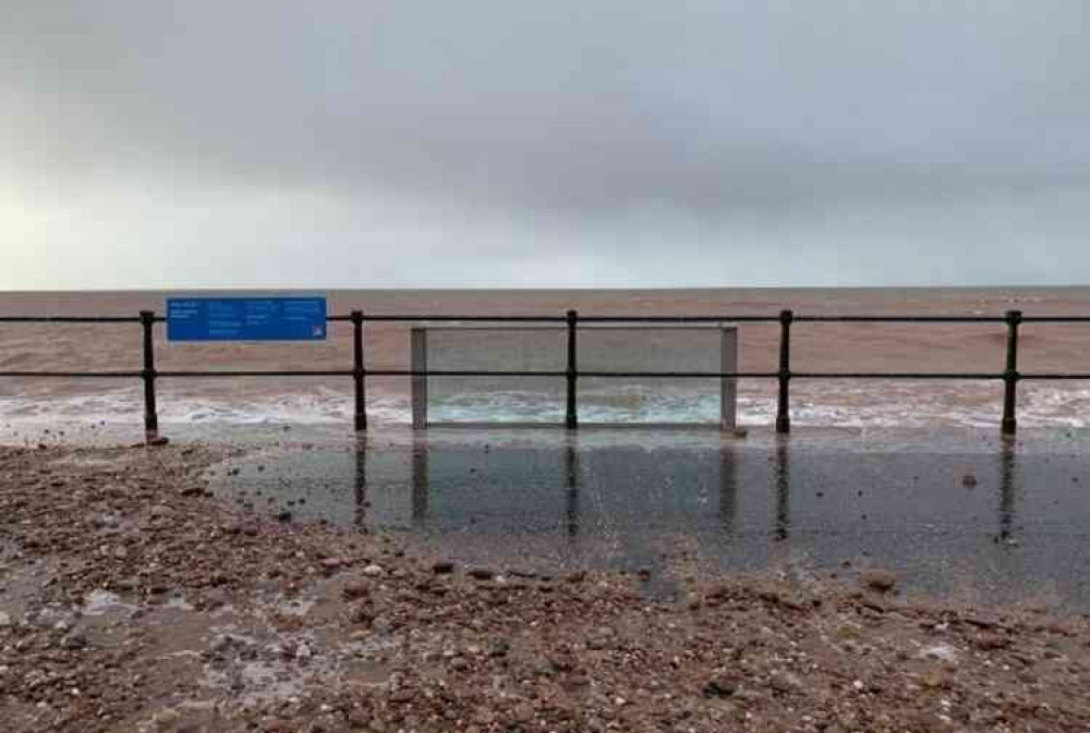 The glass test panel installed on Sidmouth Esplanade. Picture courtesy of Ashley Leeds.