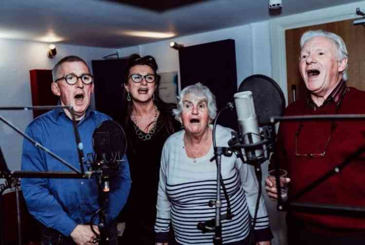 Photos of cast recording at Sound Gallery Studios, Exeter Phoenix Arts Centre. Pictures courtesy of Sarah Hall.