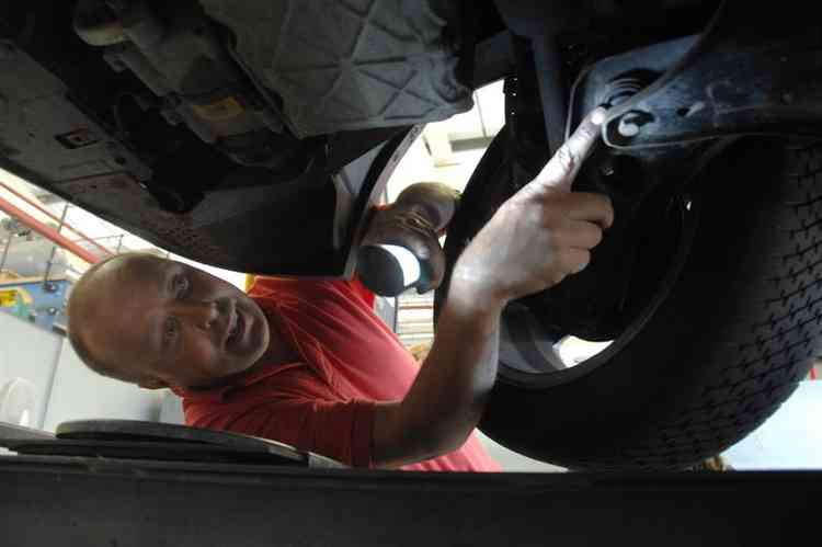 A stock image of an mechanic carrying out an MOT Test. Image courtesy of the RAF.