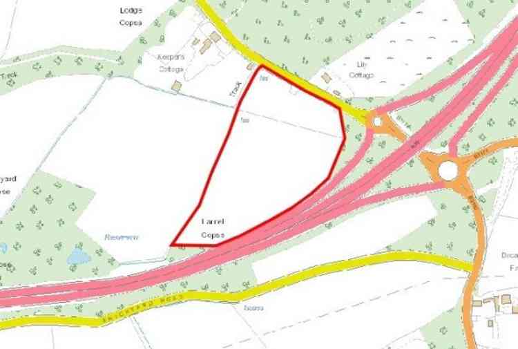 The application site for the new McDonalds and petrol station in red