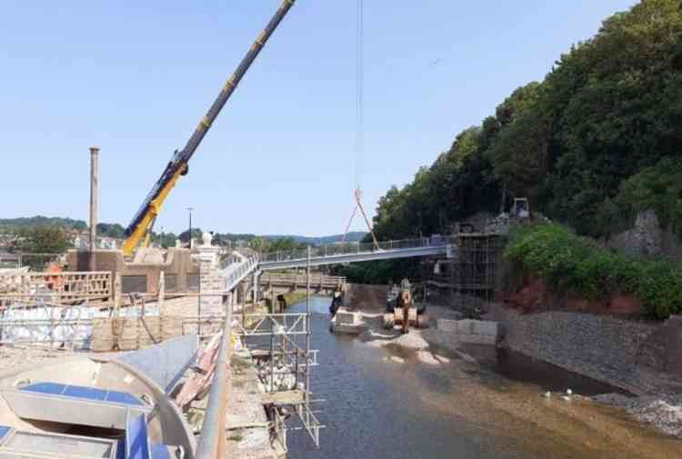 The new Alma Bridge in Sidmouth has been lifted into position. Image credit: Carole Clark