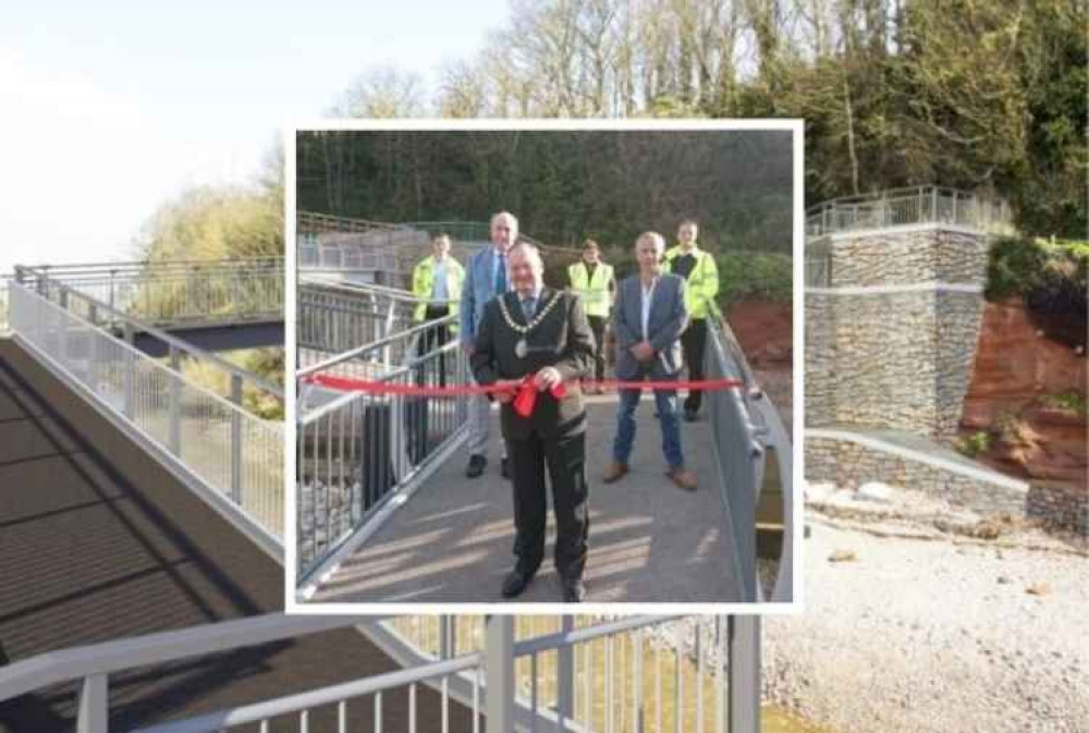 Devon County Council Chairman Stuart Barker cuts the ribbon with County Councillor for Sidmouth Stuart Hughes and Chair of Sidmouth Town Council Ian Barlow behind