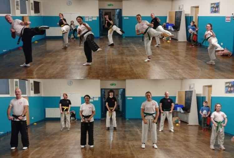 Andy and Beth with their Wear it Pink T-Shirts. Picture: Ottery TAGB Tae Kwon-Do