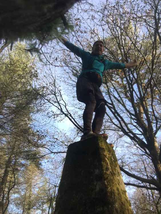 Hamish on top of the world having completed the elevation challenge in second place.