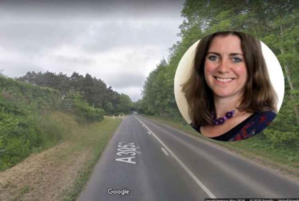 Four Elms Hill, the scene of many road accidents, and, inset, Cllr Claire Wright. Picture: Google Maps/Claire Wright