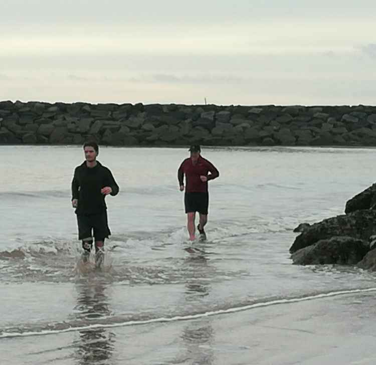 Father and son, Derek and Jerome Blackburn, timed the run perfectly.