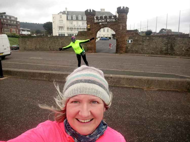 Alison Long and Liz Goodman having fun on the landmark run.