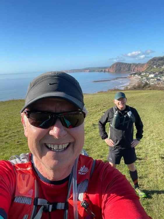 The dynamic duo, Tim Swarbrick and Derek Blackburn enjoying the view whilst running the Sid Valley Ring