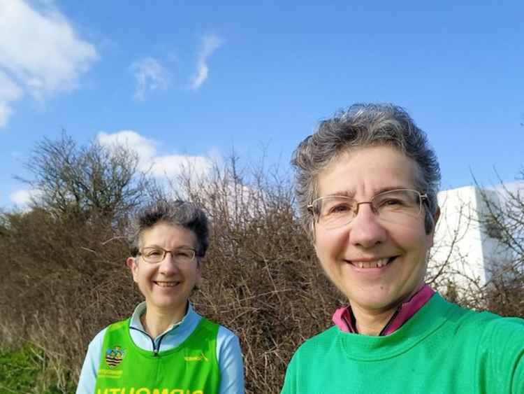 Christine and Karen Farnham at Weston Trig