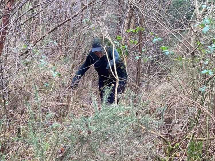 Jenny Kay battling through the undergrowth