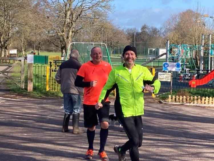 Mark Norton and Rob Waggett nearing the end of their 11k run