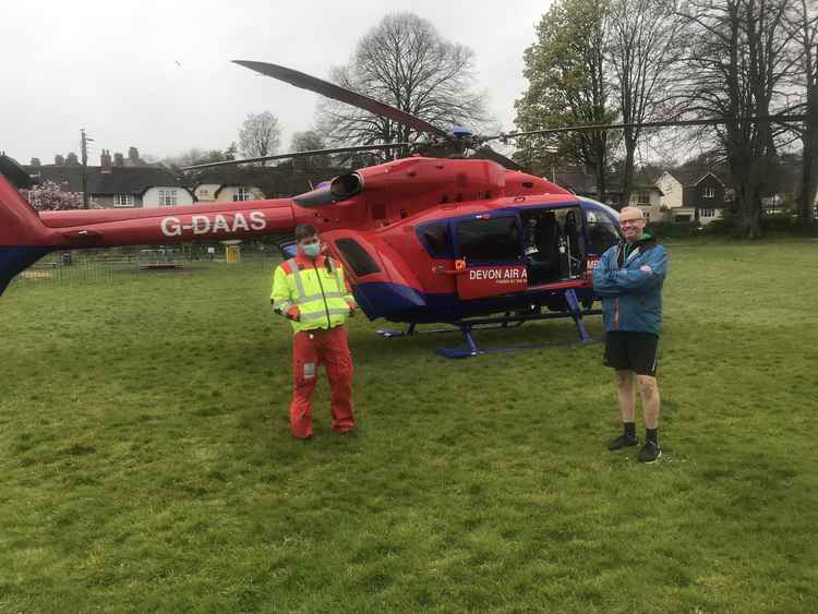 The air ambulance was in Sidmouth at about 9.50am on Wednesday morning. Picture by Maria McCarthy