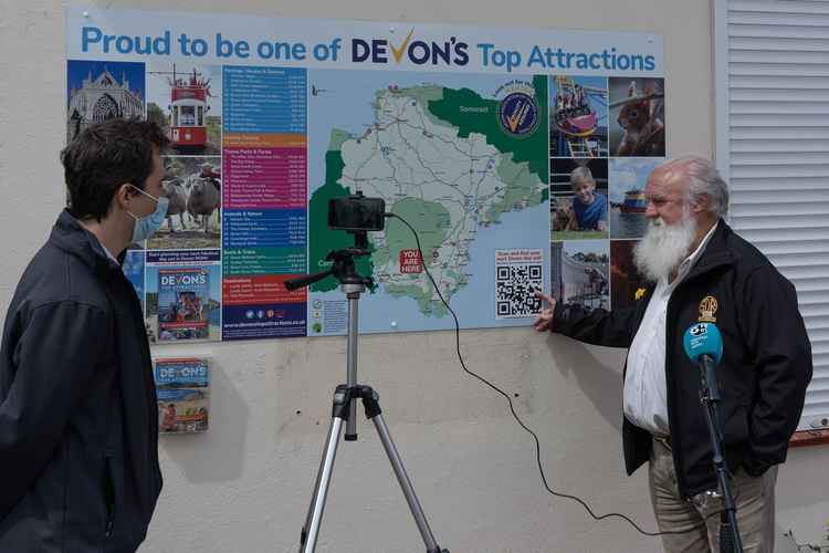 Dick Wood, chairman of Devon's Top Attractions, launching one of the new location boards