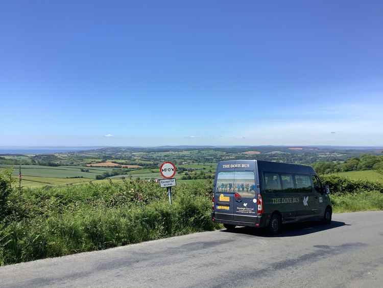 On the road in the Dove Bus