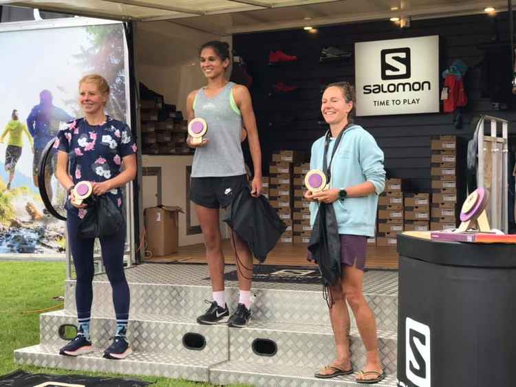 Record-breaking  Kirsteen Welch on the podium