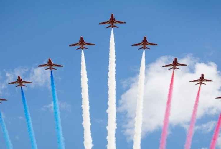 The RAF Aeronautic Display team, the Red Arrows