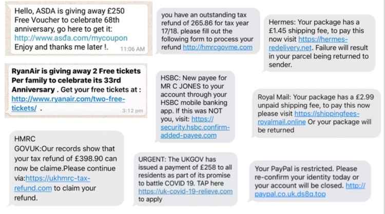 All these text messages were sent by scammers - can you spot the giveaway signs? All these text messages were sent by scammers - can you spot the giveaway signs?