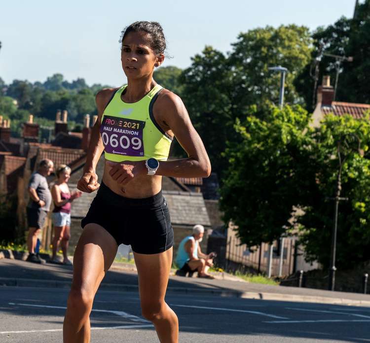 Kirsteen Welsh in action through the streets of Frome. Credit: Pete Stables