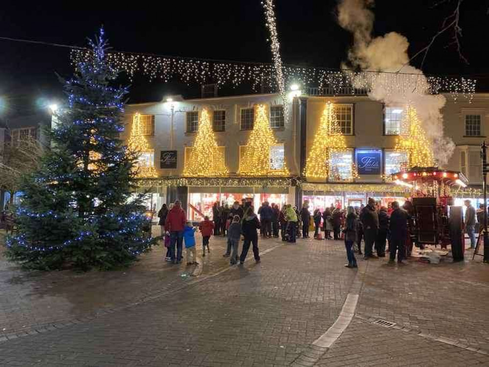 Christmas decorations in Sidmouth town centre. Picture from Sidmouth Town Council