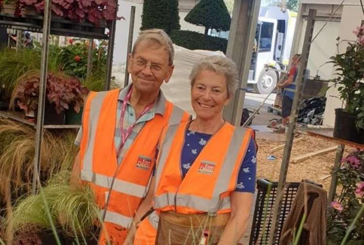 Lynette Talbot and Peter Endersby from Sidmouth In Bloom at the Chelsea Flower Show
