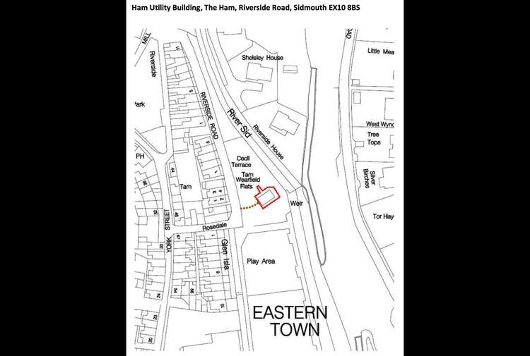 A map showing the location of the Ham Utility Building. Credit: Sidmouth Town Council