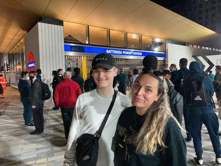 Train Fanatics Lia Calzolari (right) and Sebastian Dalipi travelled from Hertfordshire to see the new London Underground stations (Image: James Mayer LDR)