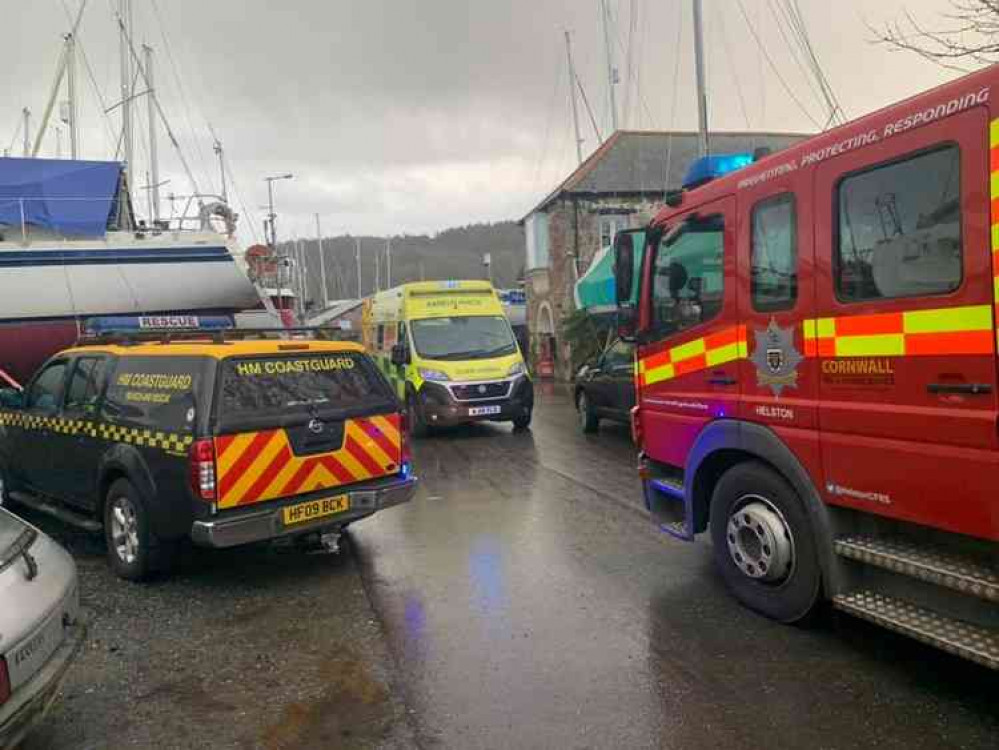 Emergency services on the scene (Porthoustock Coastguard Rescue Team Facebook)