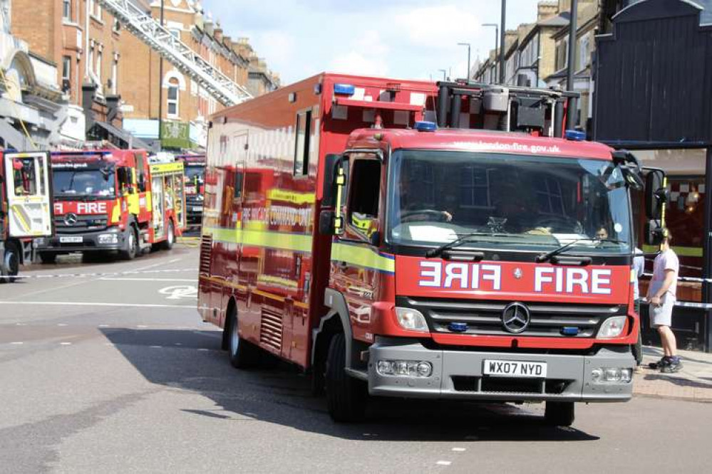 Fire crews from Clapham, Tooting and Brixton were called to a house fire in nearby Balham (Image: Issy Millett, Nub News)