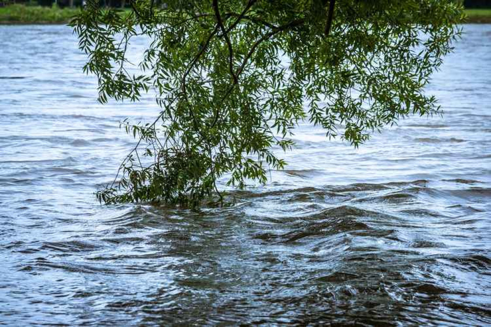 Warning of flooding at Helston's River Cober.