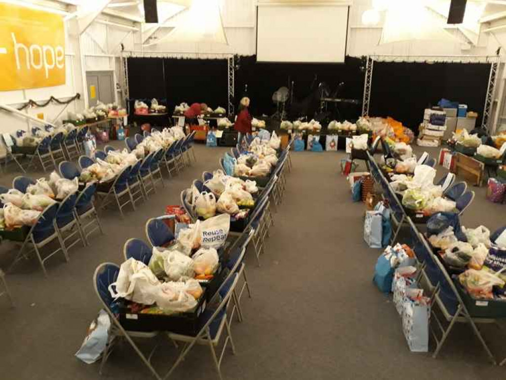 Donations at the foodbank.