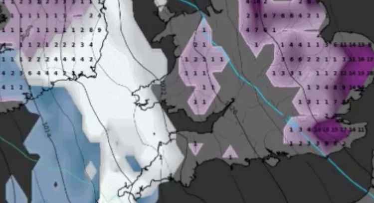 Heat map, (snow in white).