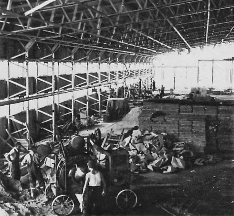 Construction of a hangar.