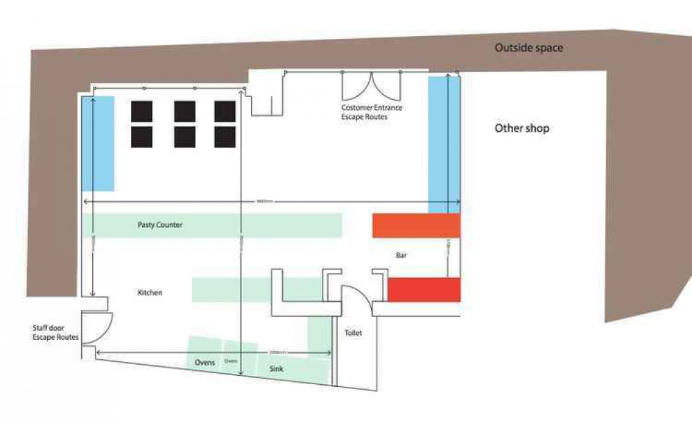The layout of the new cafe.