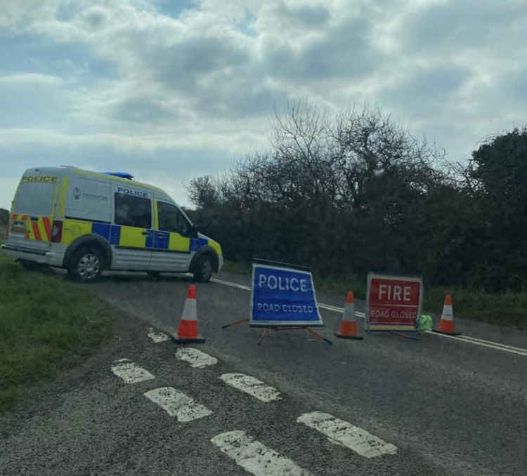 Police on the scene blocking the road. Photo taken by Mollie Eastbrook.