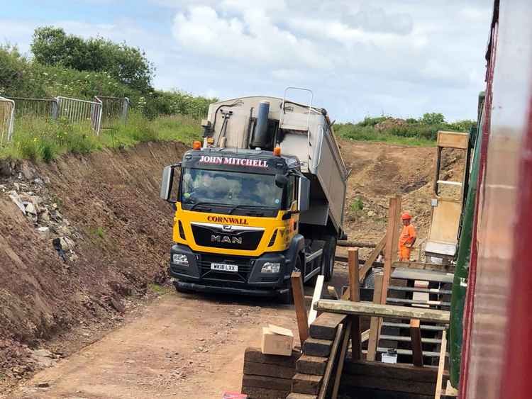 Work underway at the site. Photo shared by: Helston Railway.