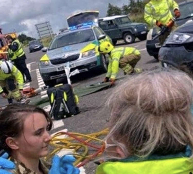 Two hours helping treat a family involved in a serious car crash in Cornwall.