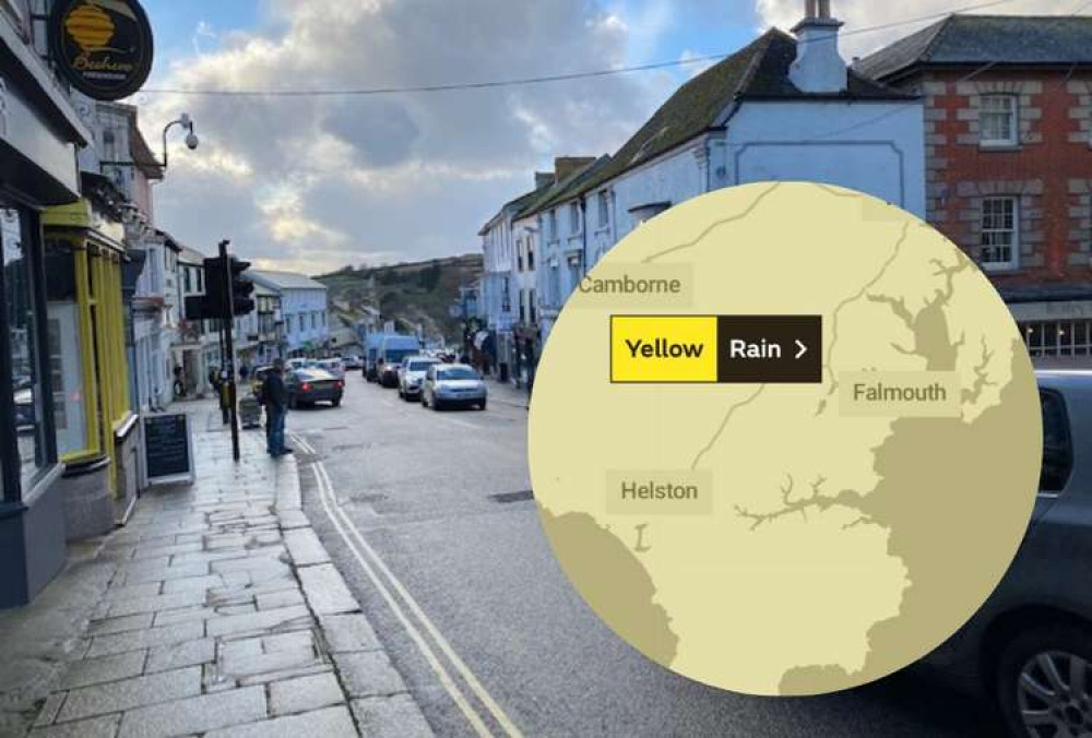 Heavy rain is expected to sweep across Cornwall.