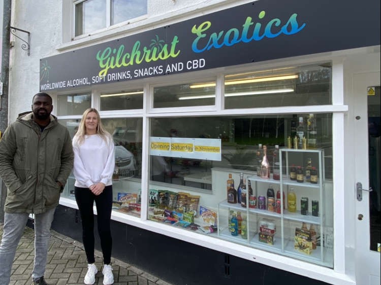 Owners Becky and Michael outside the shop on Meneage Street.