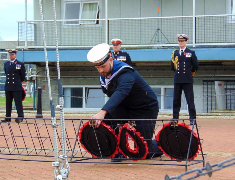 Wreaths laid at the station. Photo credit: RNAS Culdrose.