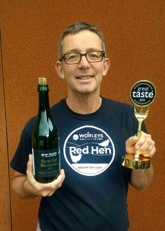 Neil Worley with his award-winning Special Reserve Keeved Cider