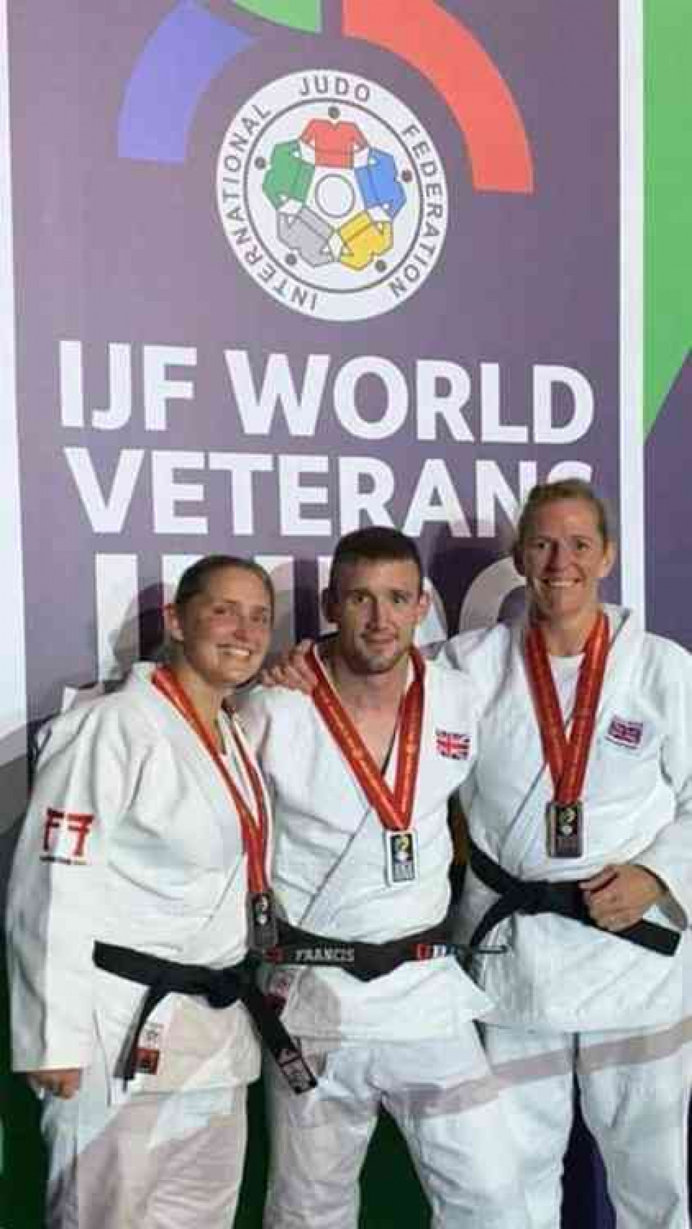 World championsip medal winners, from left, Donna Riggs, Colin Francis and Jo Gregory