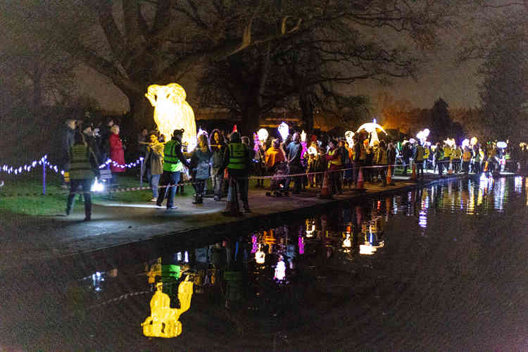 The parade makes its way through Collett Park