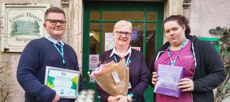 From left, Charlie (business admin apprentice), Rachel Witcombe (practice manager) and Rhona Griffiths (previous apprentice, now employed)